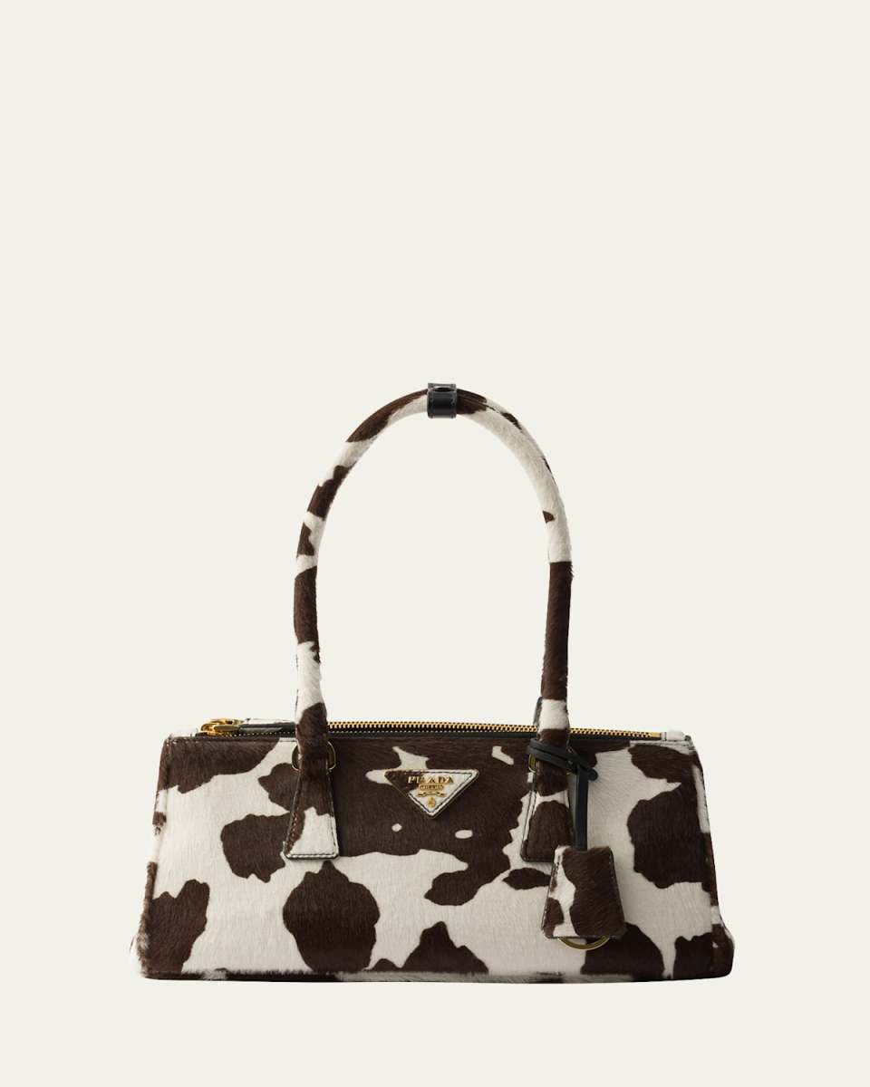 Galleria Cow-Print Calf Hair Shoulder Bag